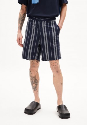 ARMEDANGELS SOJAAN SEERSUCKER Shorts Relaxed Fit made of Organic Cotton Night Sky | 5742WNTIL