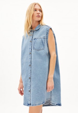 ARMEDANGELS TAALUHLA Denim Dress Slim Fit made of recycled Cotton Blau | 6271VRIMA