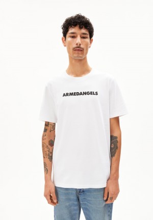 ARMEDANGELS TAALU WORDMARK Heavyweight T-Shirt Relaxed Fit made of Organic Cotton Weiß | 8756ZCYBP