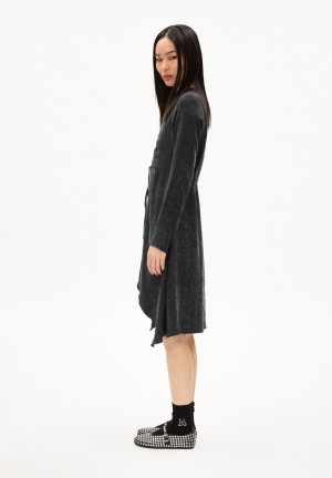 ARMEDANGELS TINRAA JACQ Woven Dress Regular Fit made of TENCEL™ Lyocell Mix Schwarz | 0187WFHUQ
