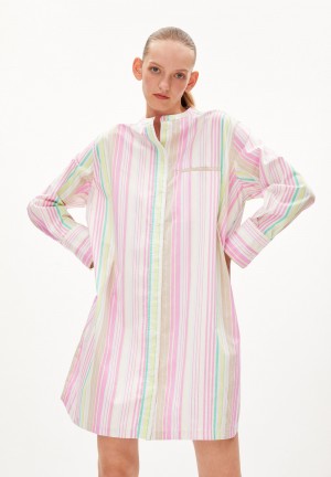 ARMEDANGELS VAAJA STRIPES Woven Dress Relaxed Fit made of Organic Cotton Weiß | 1240SBYQG