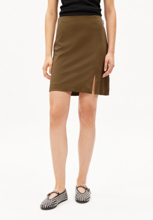 ARMEDANGELS VANJARAA Jersey Skirt Slim Fit made of LENZING™ ECOVERO™ Viscose Mix Dried Moss | 1965WDLJR