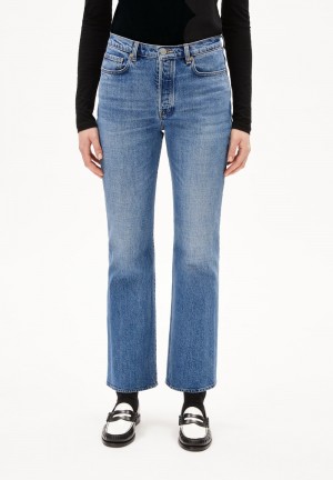ARMEDANGELS VELAARI Jeans Flared Leg Mid Waist Ankle Organic Cotton Mix Comfort-Stretch Spaceship | 3562ZINDH
