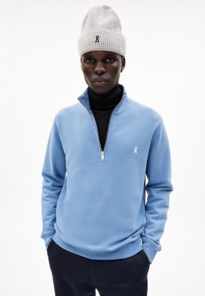 ARMEDANGELS WAARLO COMFORT Sweatshirt Regular Fit made of Organic Cotton Mix Blau | 6742UALXG