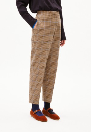 ARMEDANGELS WARMAAR PATTERN Woven Pants made of Organic Cotton Mix Dry Bark | 3859KTAOU