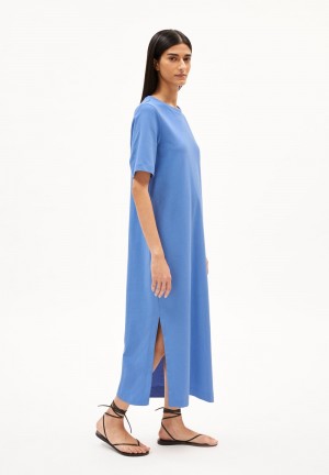 ARMEDANGELS XELINAA Heavyweight Jersey Dress Relaxed Fit made of Organic Cotton Mix Blau | 8571OURWS